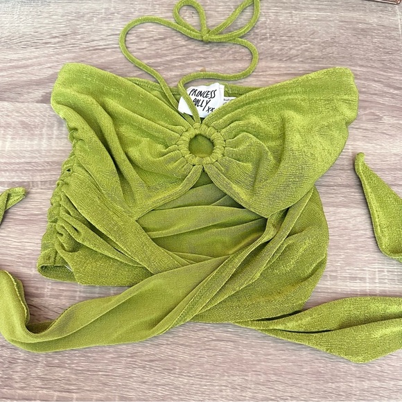 PRINCESS POLLY Loriella Ring Detail Crop Top Color Green Party Size US 2 XS - Picture 10 of 13